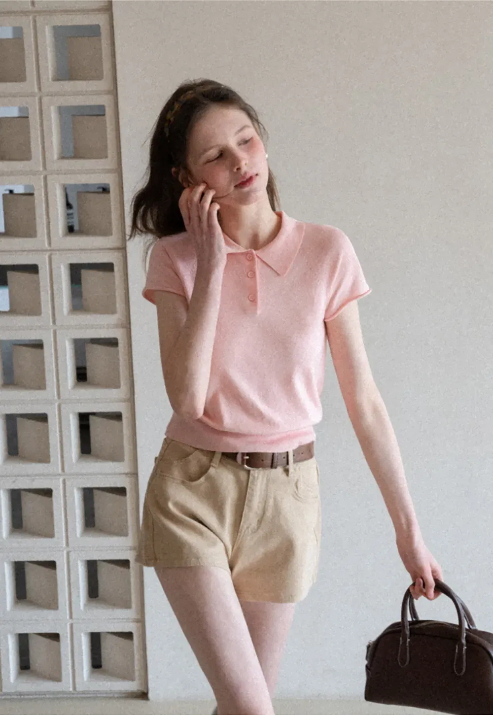 Short Sleeve Knit Polo Shirt