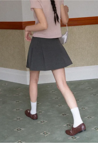 Pleated A-line Mini Skirt