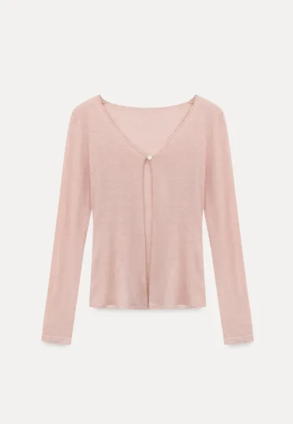 Woolen knit sweater with tie front and floral tank top