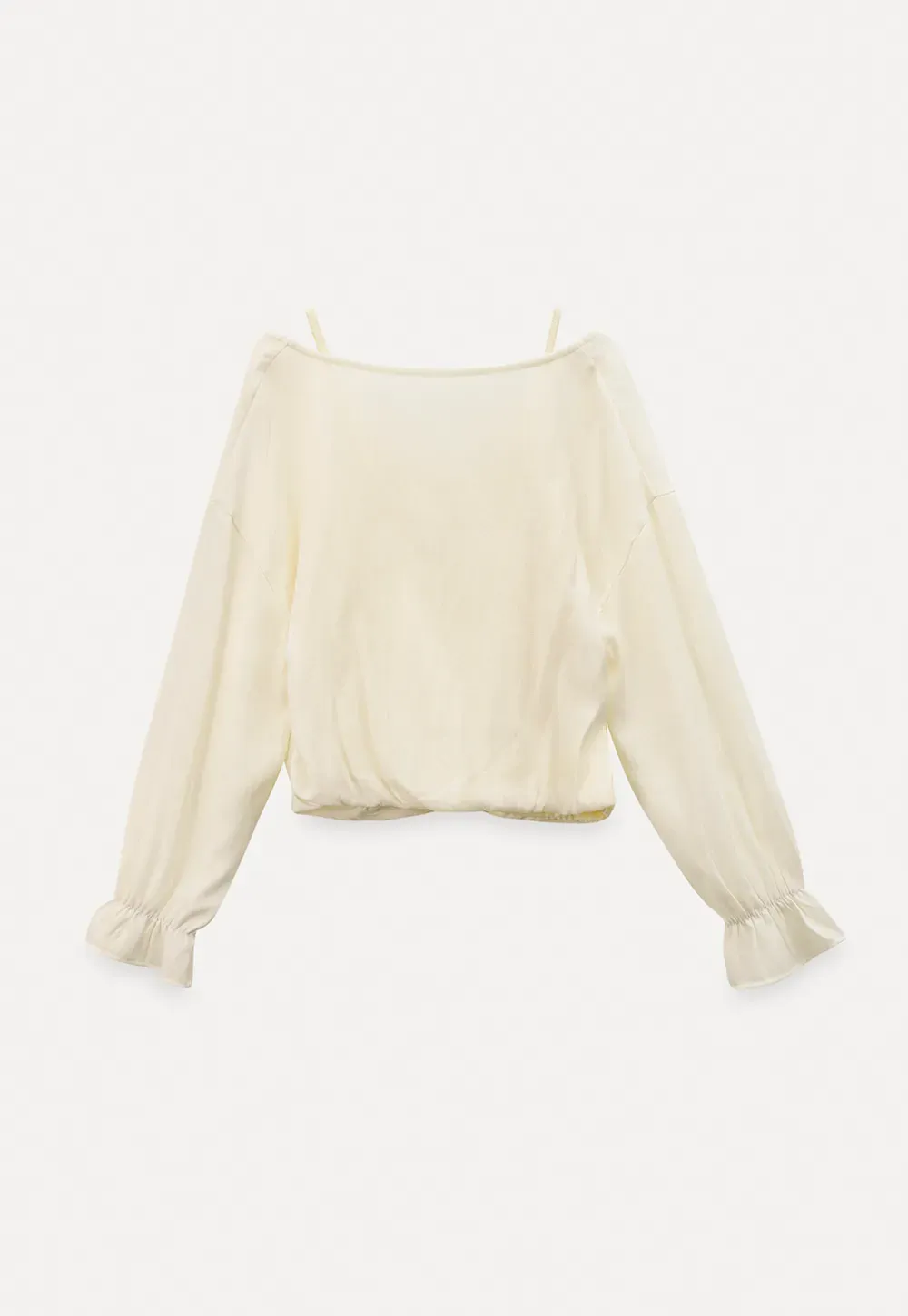 Lace Trimmed V Neck Long Sleeve Wrap Shirt