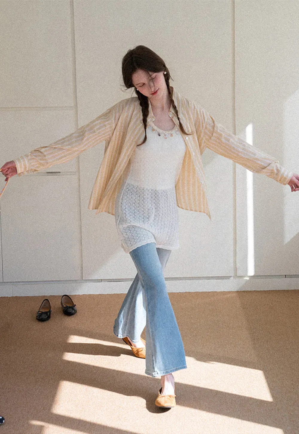 Striped Oversized Shirt with Button Detailing