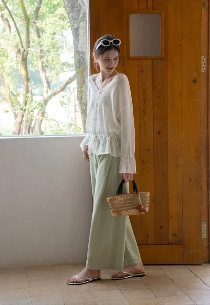 Wide Leg High Waist Casual Pants