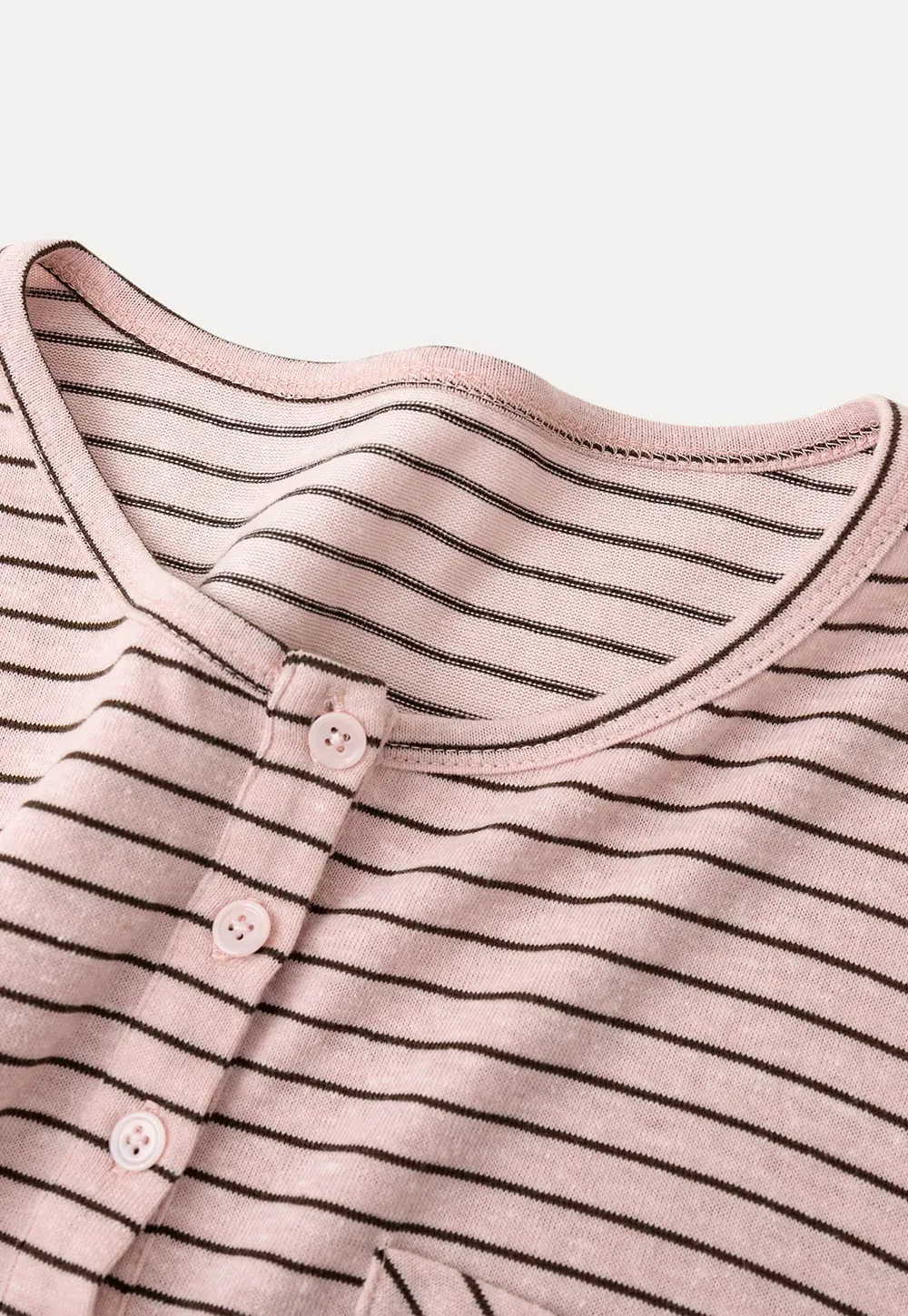 Long sleeve striped henley shirt with chest pocket