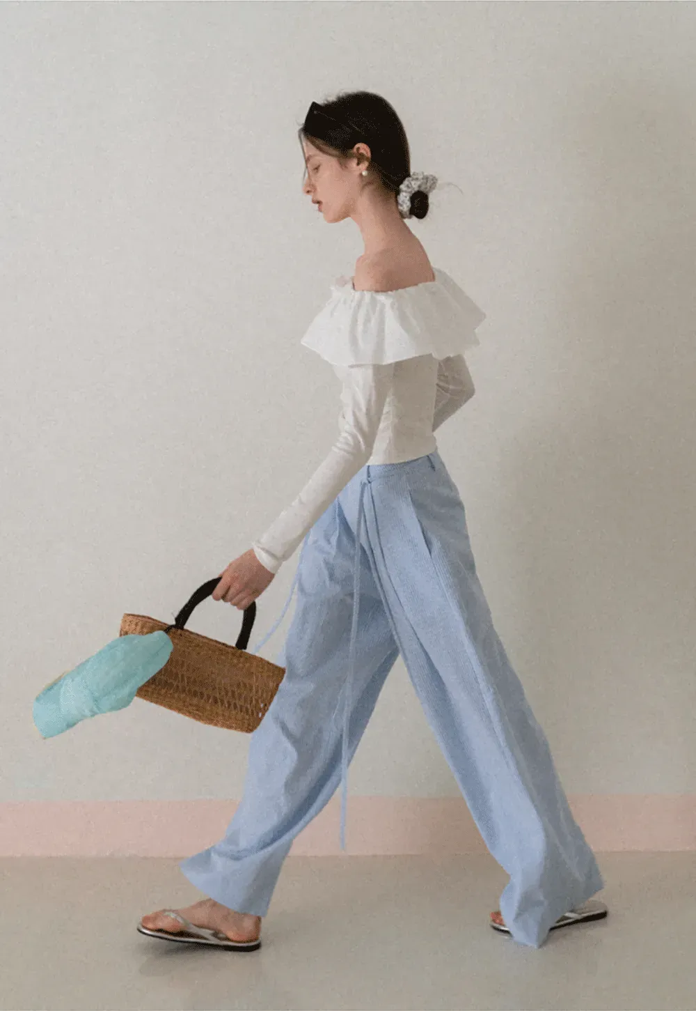 Off Shoulder Ruffled Top with Long Sleeves