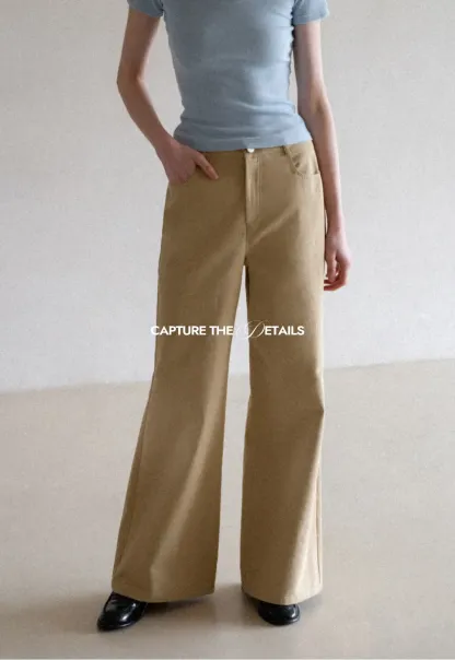 Wide Leg Casual Pants with Back Pockets