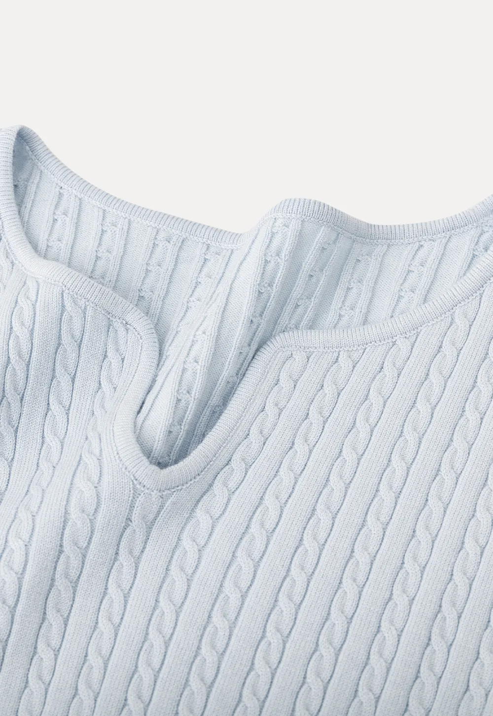 V Neck Cable Knit Sweater Top
