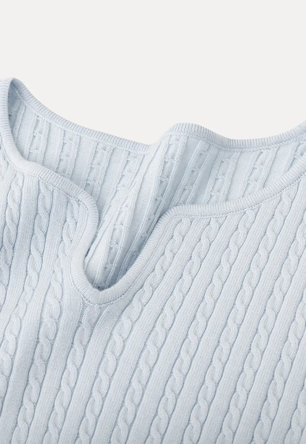V Neck Cable Knit Sweater Top