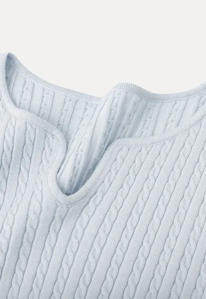 V Neck Cable Knit Sweater Top