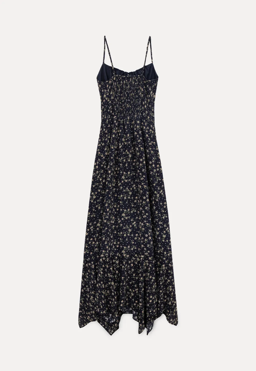 Floral Print Slip Dress with Thin Straps and Asymmetrical Hem