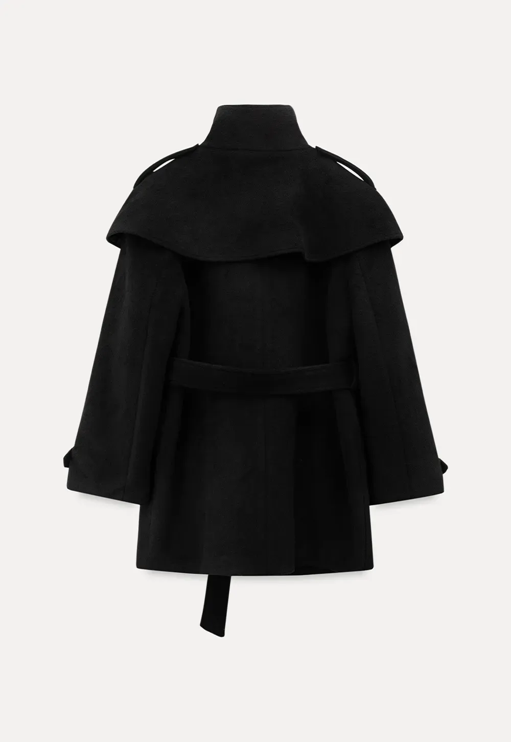Elegant Wool Coat with Belted Design and Wide Collar