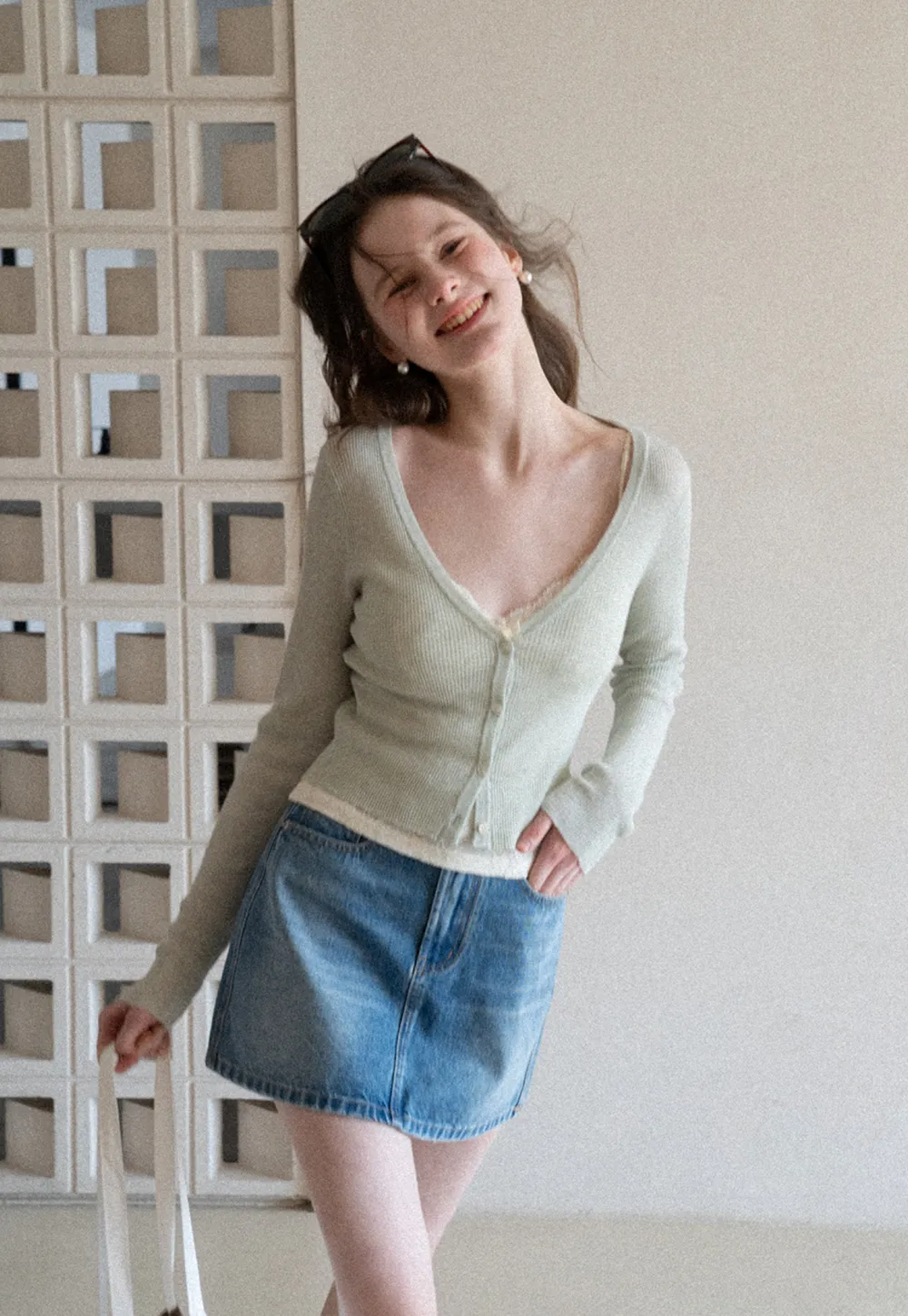 Lightweight Ribbed Knit Cardigan with Open Front