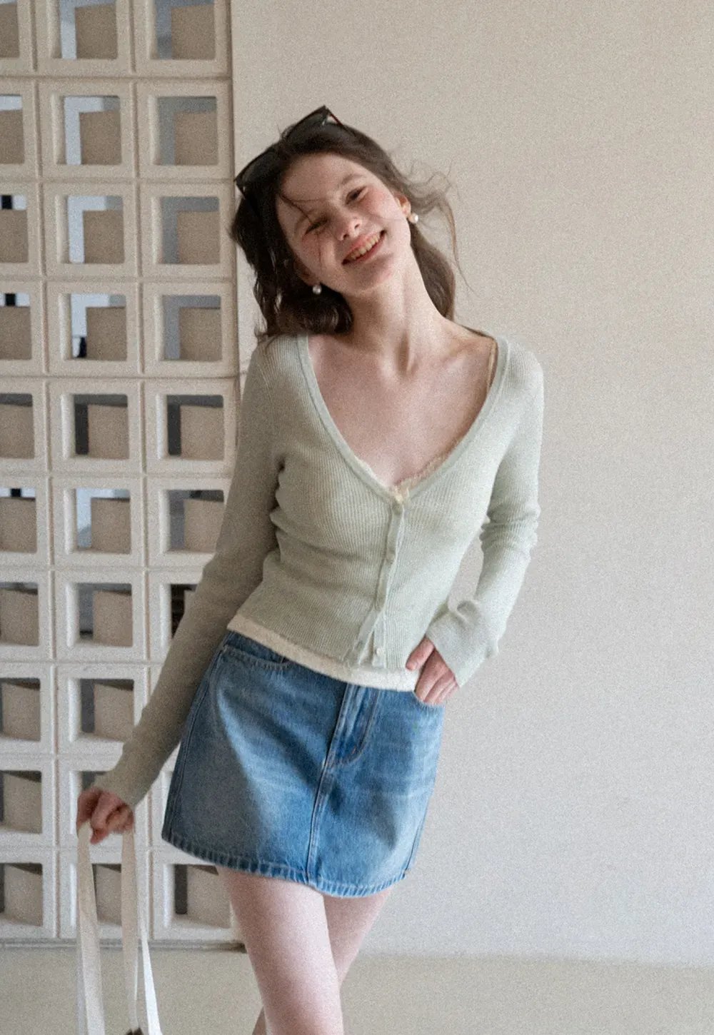 Lightweight Ribbed Knit Cardigan with Open Front