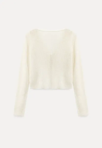 V Neck Long Sleeve Knit Cardigan with Front Tie