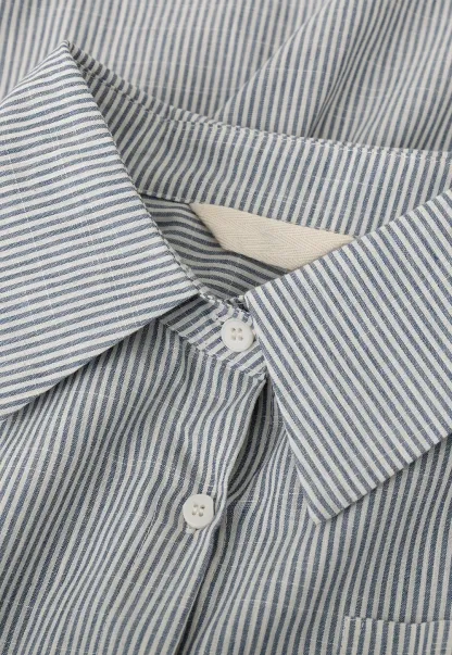 Striped Shirt with Belt and Lace Trim Tank Top