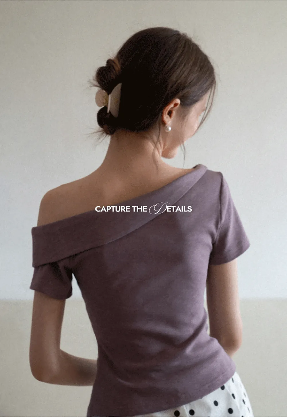 Polka dot off shoulder short sleeve tops