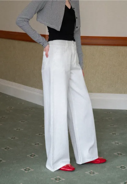 Wide leg high waist denim pants