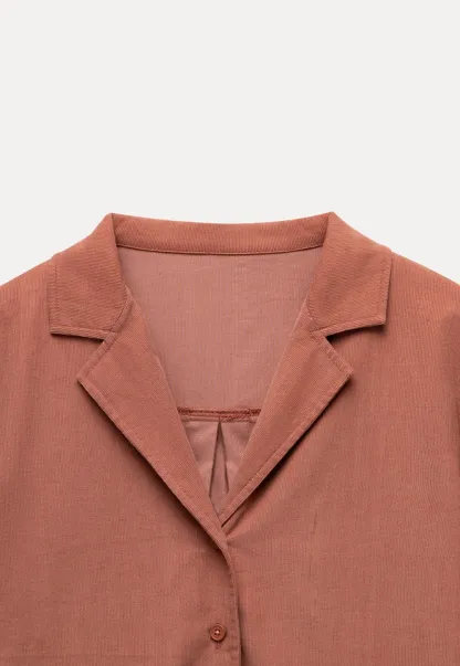 Womens Classic Lapel Collar Long Sleeve Blouse