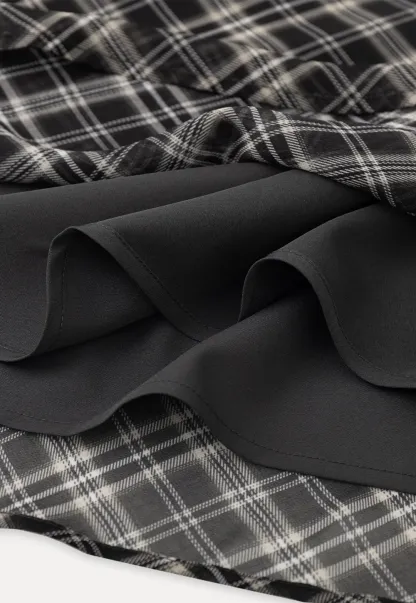 Plaid Skirt with Flowy Hem Design