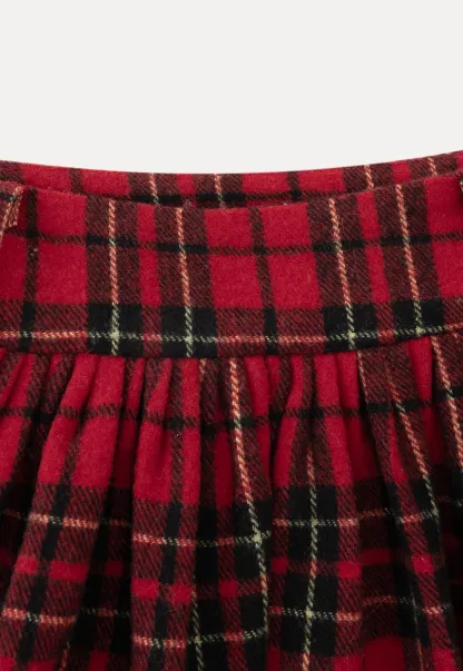 Plaid Midi Skirt with Elastic Waist for Women
