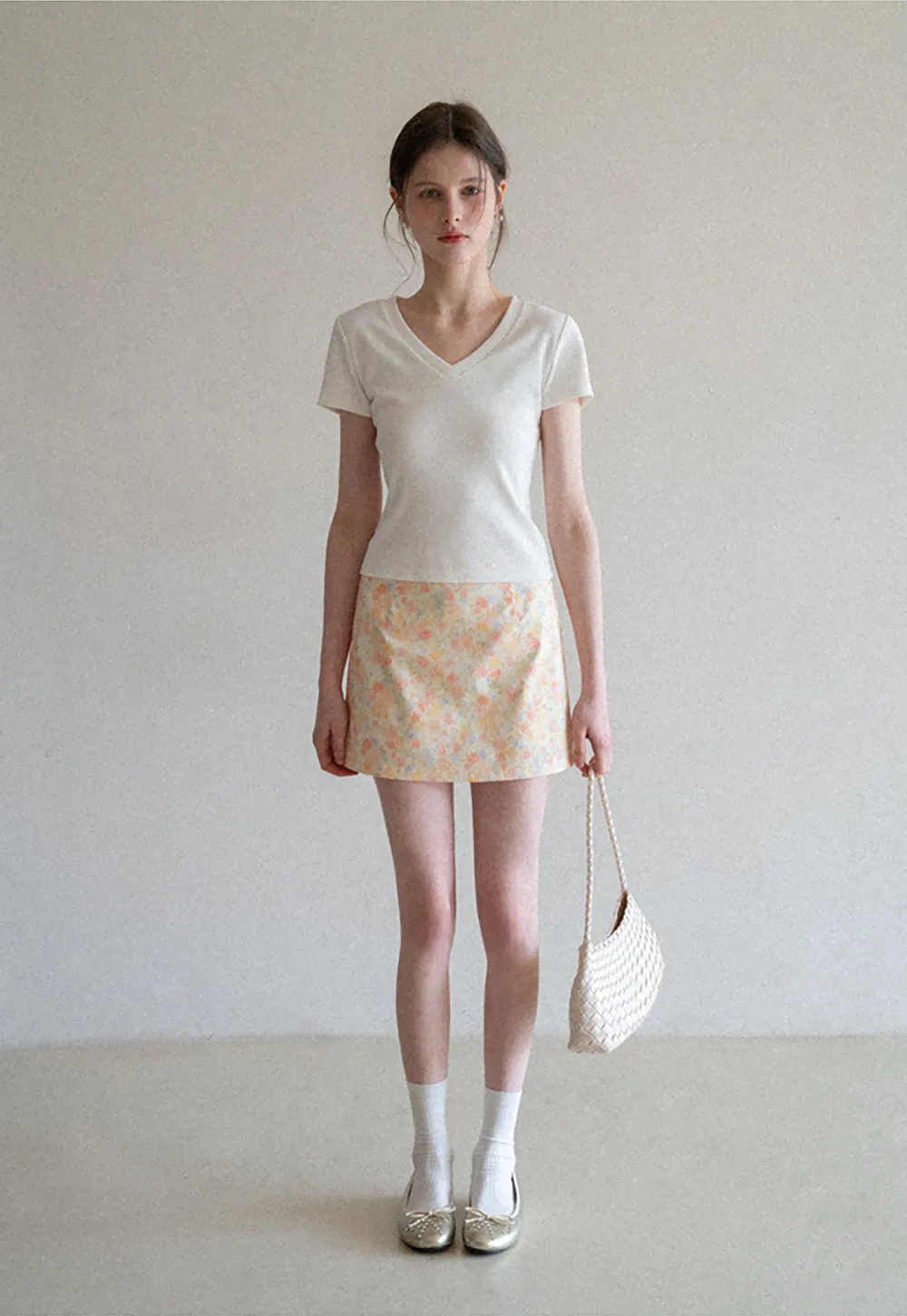 Floral Print Mini Skirt with Fitted Waist