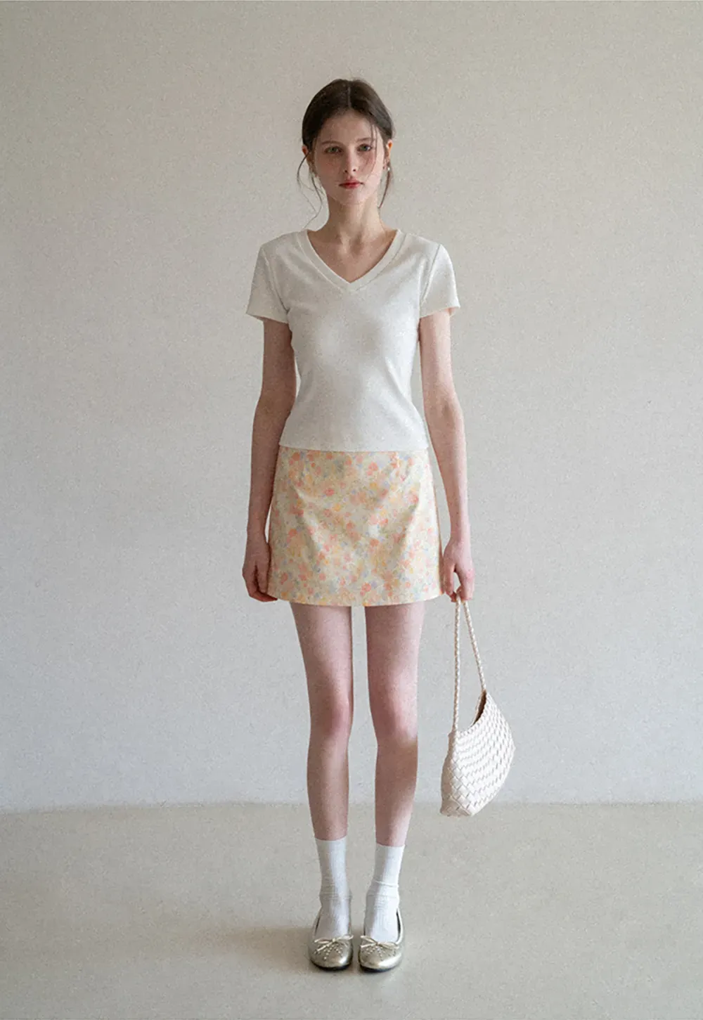 Floral Print Mini Skirt with Fitted Waist