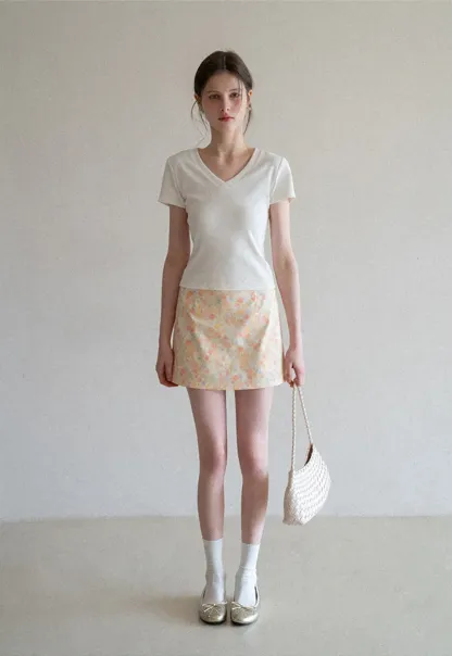 Floral Print Mini Skirt with Fitted Waist