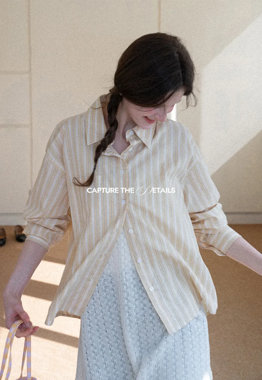 Striped Oversized Shirt with Button Detailing