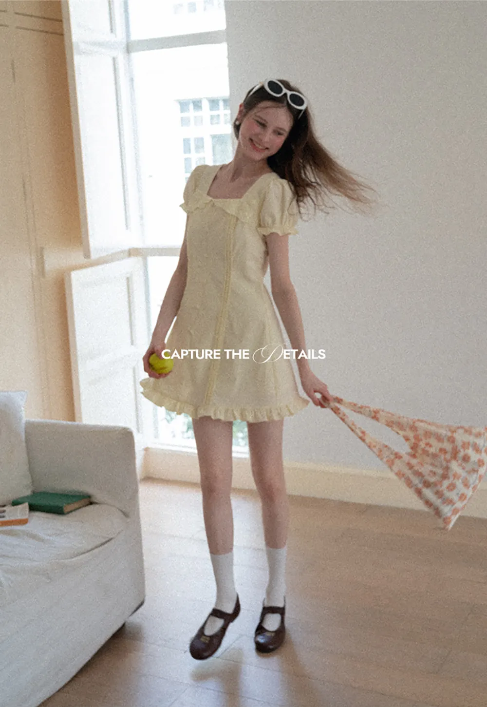 Short Sleeve Button Front Dress with Ruffled Hem