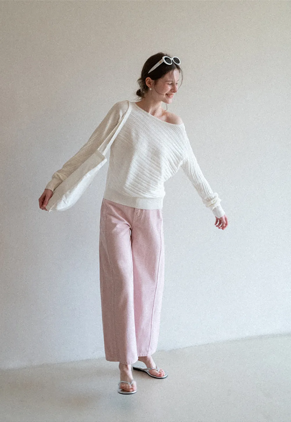 Wide leg high waist denim pants with belt loops