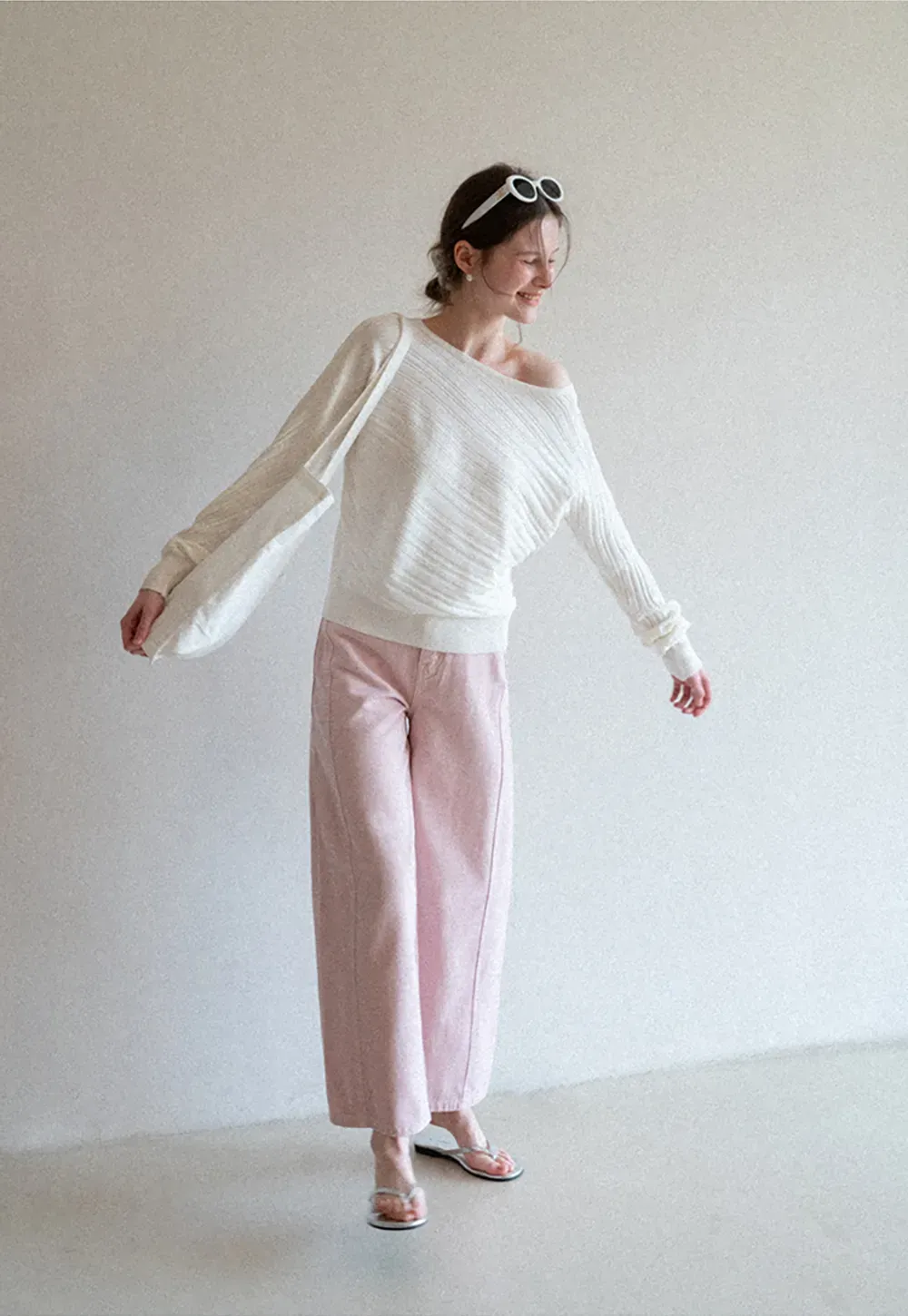 Wide leg high waist denim pants with belt loops