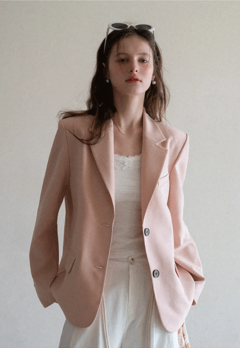 Short Jacket with Notched Collar and Sleeve Buttons