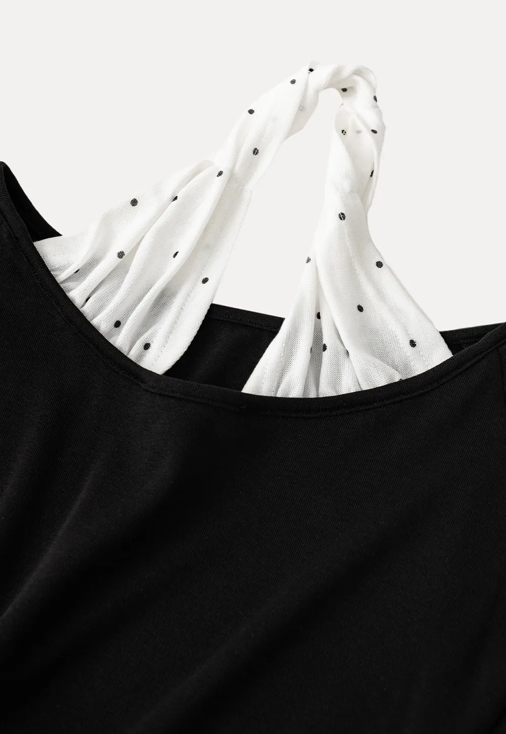 Off shoulder short sleeve top with halter neck detail