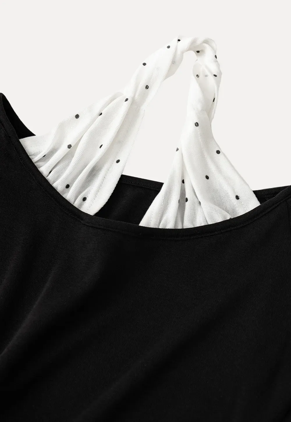 Off shoulder short sleeve top with halter neck detail