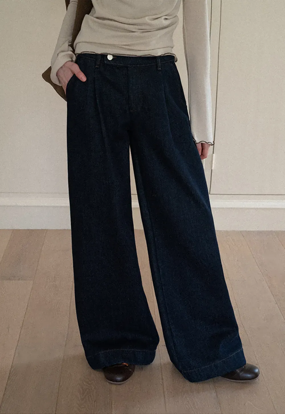 Dark Denim Wide-Leg Pants