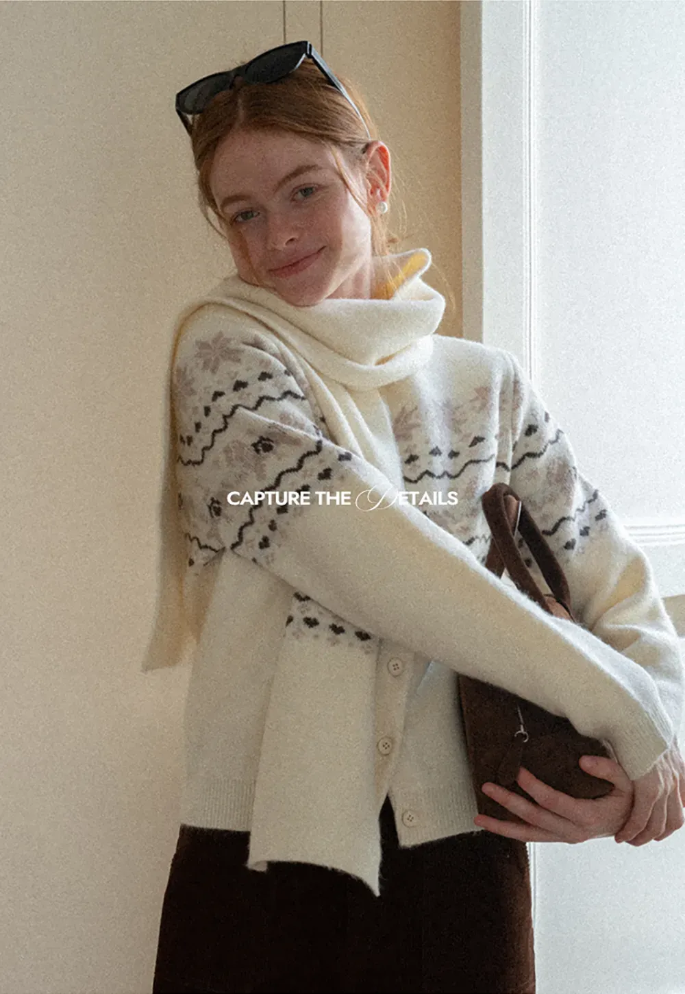 Winter Fair Isle Knit Sweater with Snowflake and Animal Pattern