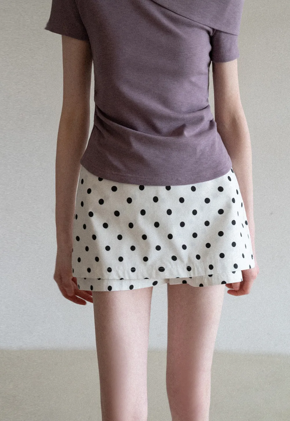 Polka dot mini skirt with layered hem