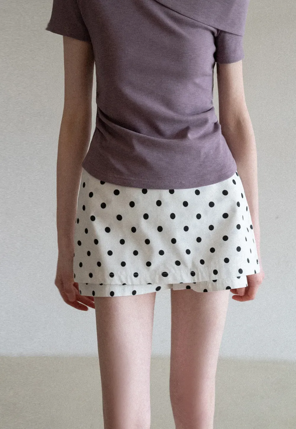 Polka dot mini skirt with layered hem
