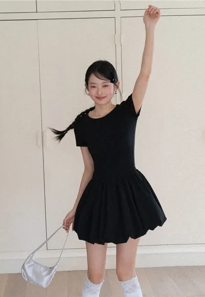 Short Sleeve Dress with Back Cutout and Bow Detail