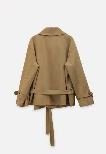 Double Breasted Short Jacket with Belted Waist