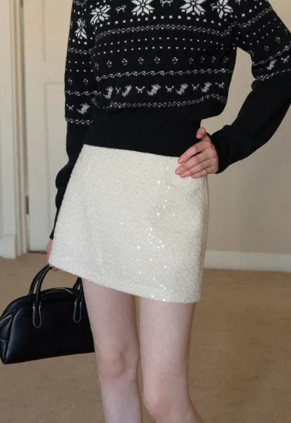 sparkling sequin mini skirt with flared hem
