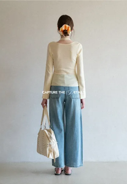 V neck long sleeve knit cardigan with open shoulders