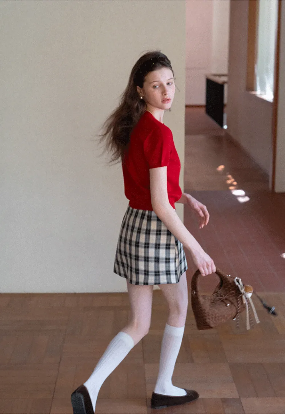 Woolen knit sweater with horse and bow motifs