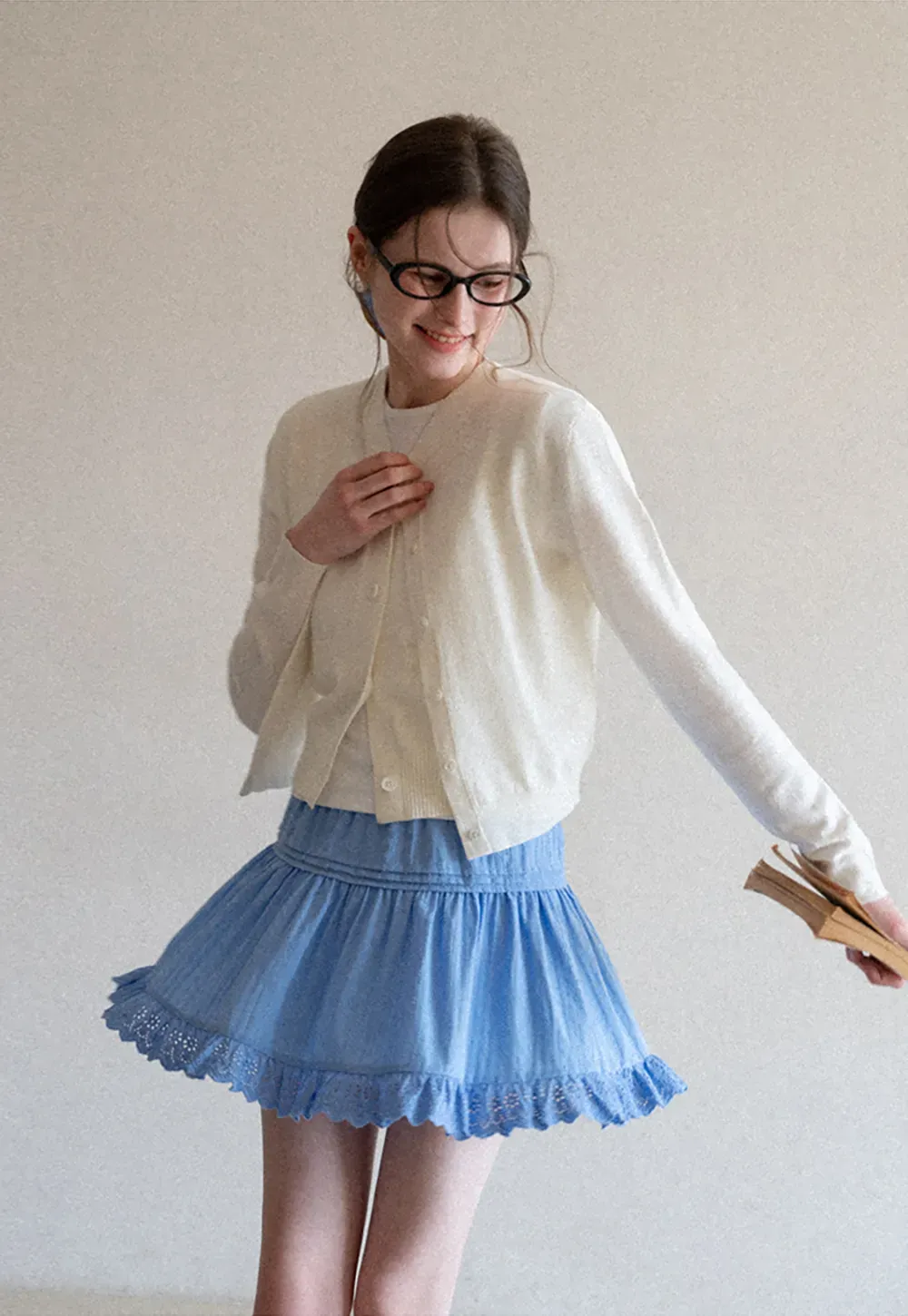 Knitted Vest with Button Closure and Embroidery