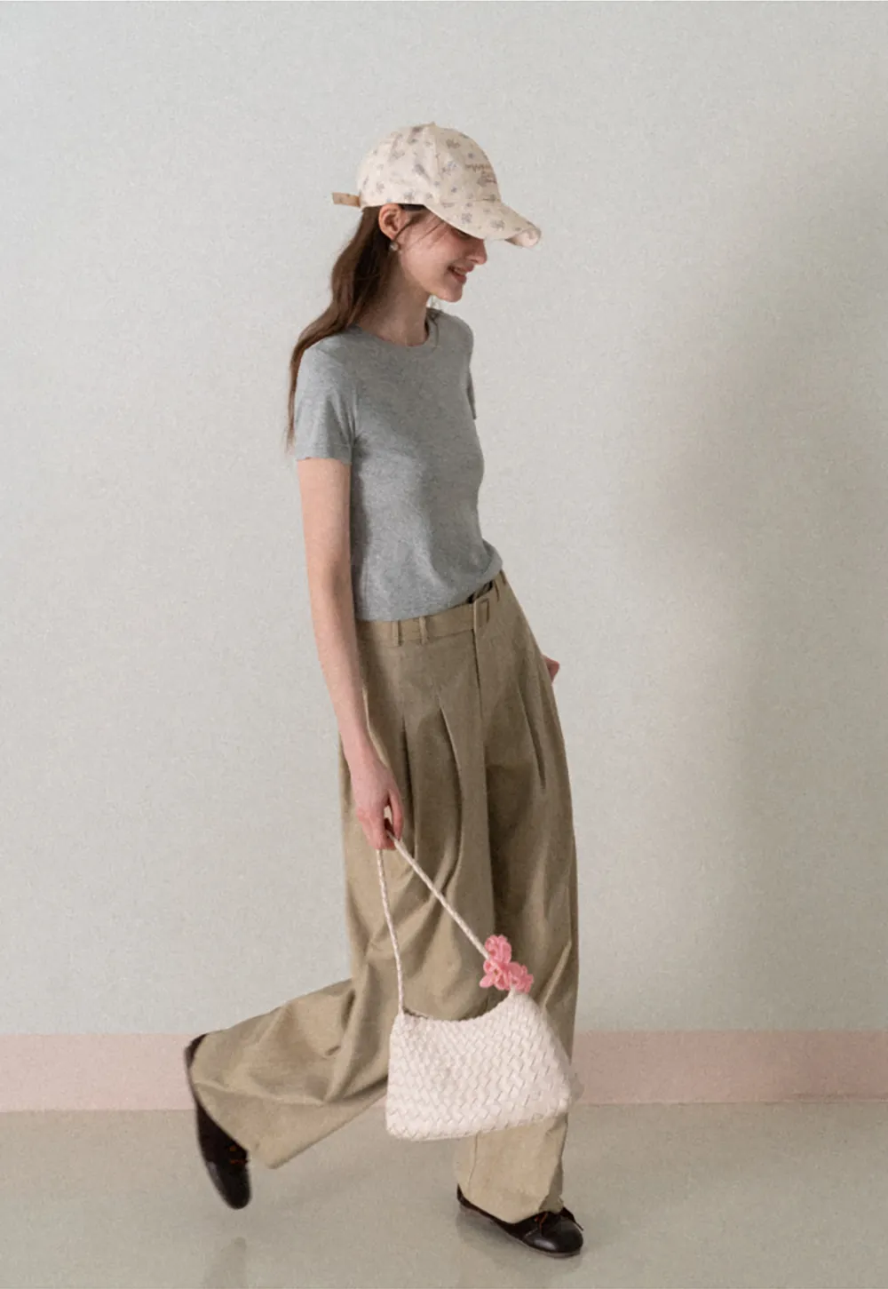 Short Sleeve Crew Neck T Shirt with Sheer Scarf Detail