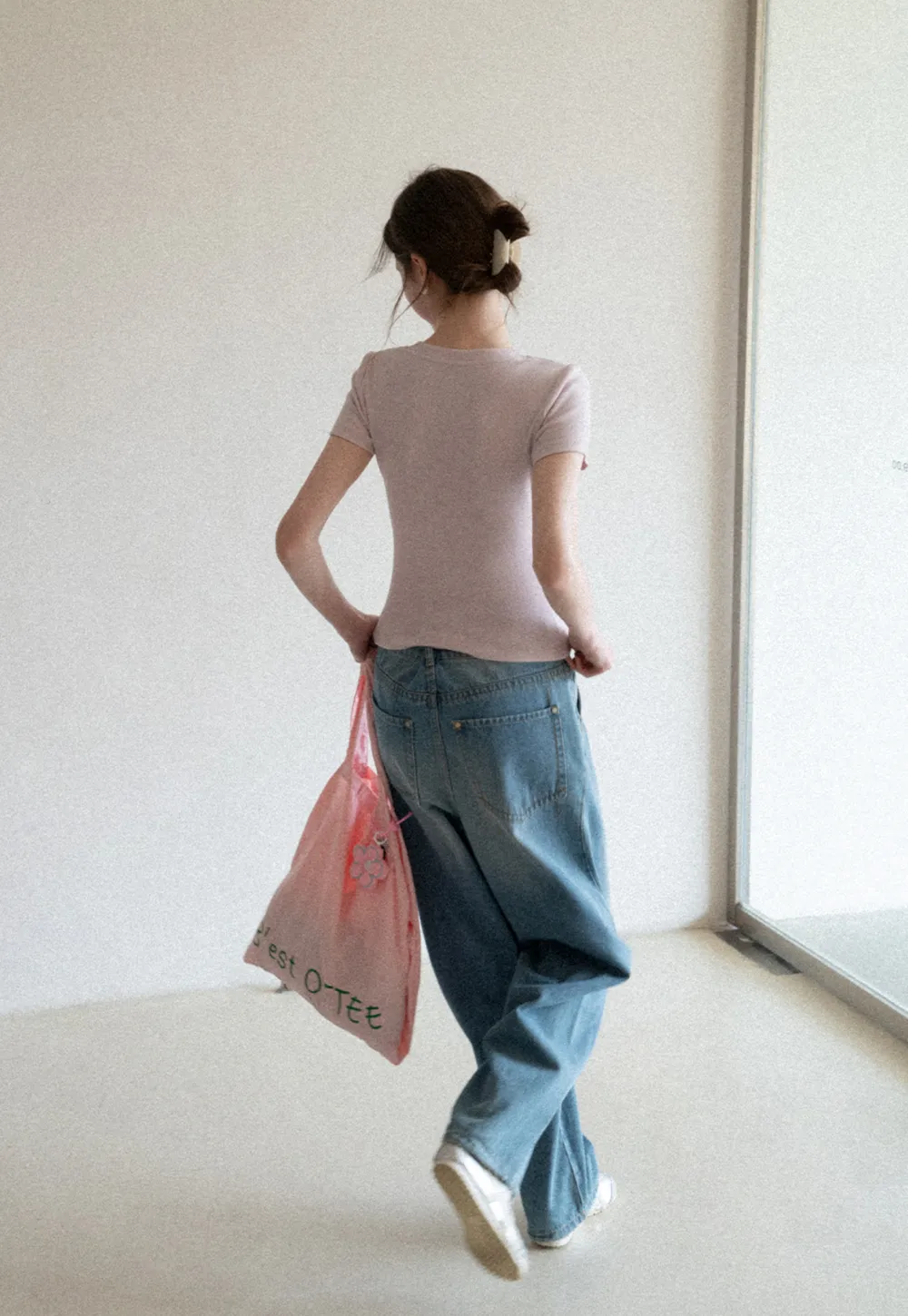 V neck short sleeve knit t shirt