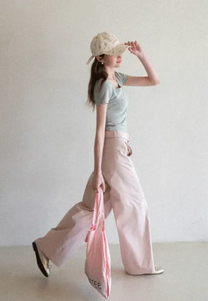 Short Sleeve Crop Top with Square Neckline