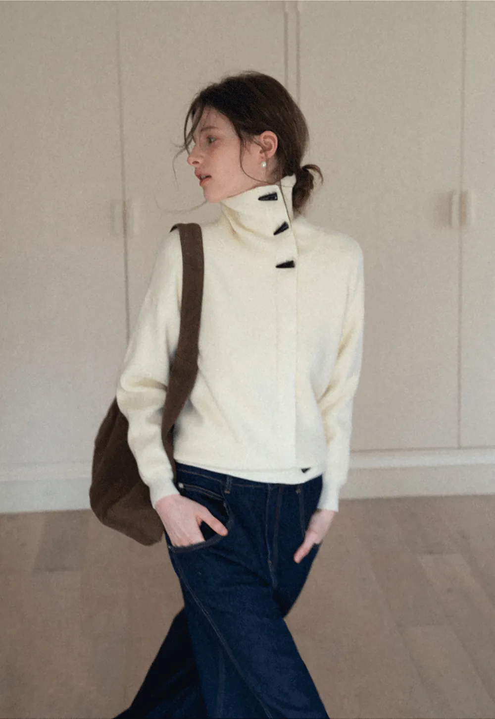 Turtleneck Knit Sweater for Women