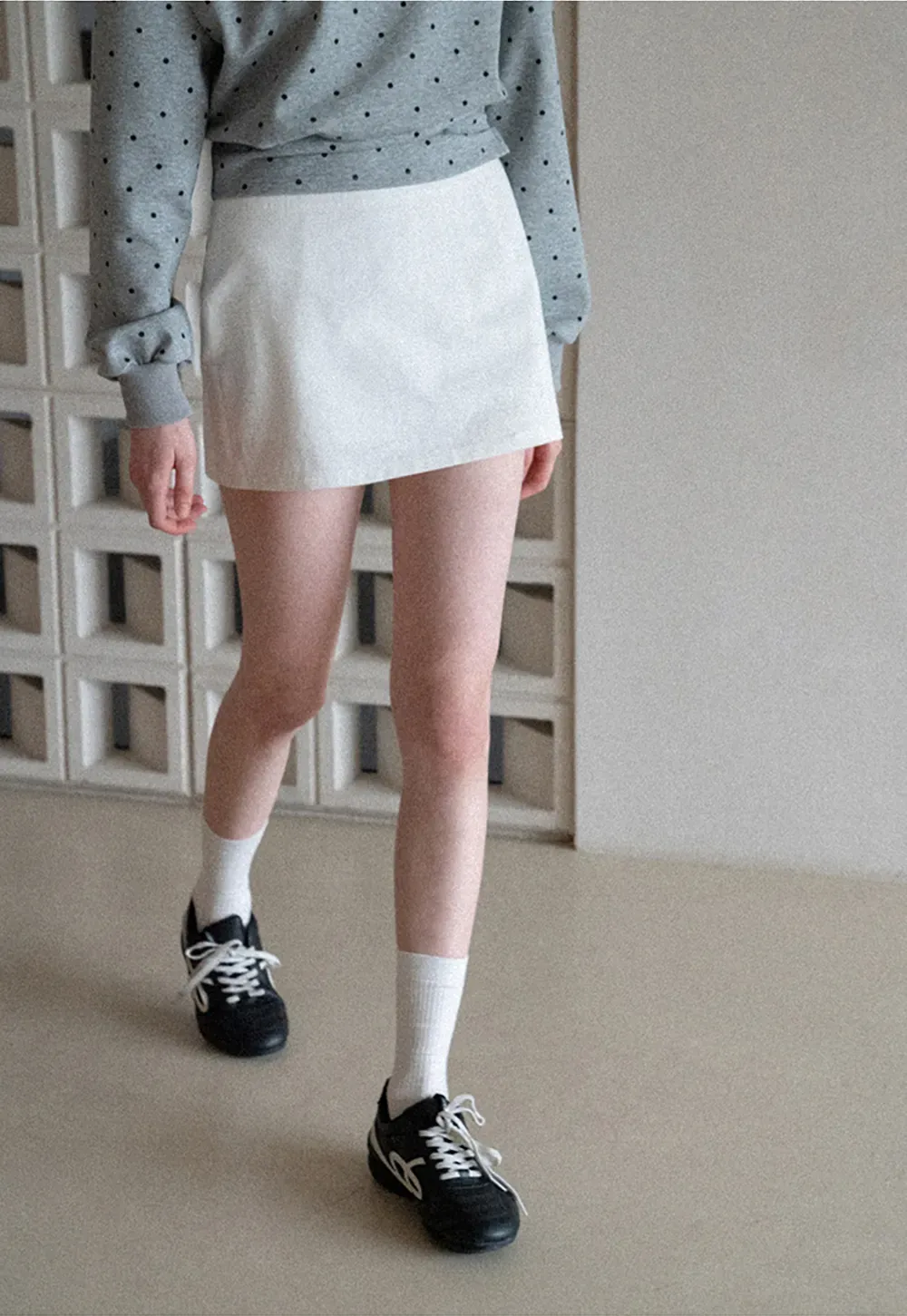 A-line mini skirt with clean lines and simple design