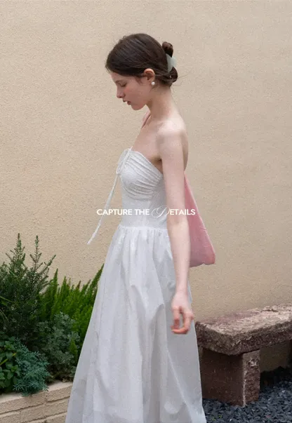 Strapless Maxi Dress with Front Bow Detail