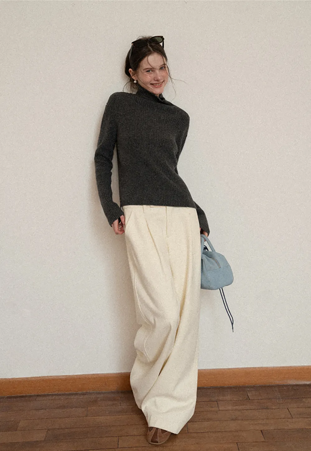 Dark Denim Wide-Leg Pants